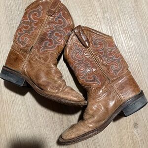 Old West Tan Leather Cowboy Boots toddler size 10